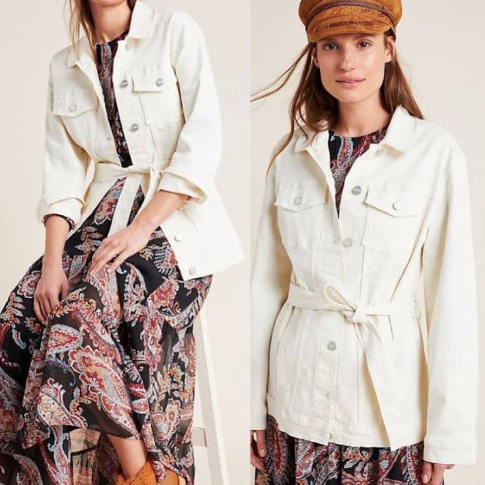 Sanctuary white denim jacket NWT